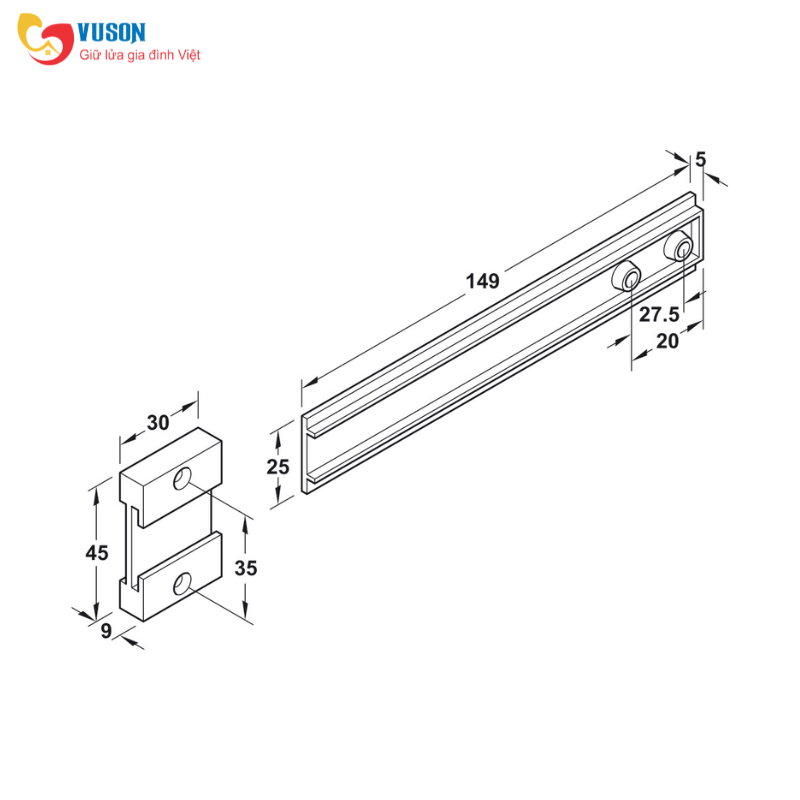 Bản lề dẫn hướng Hafele - 568.16.007