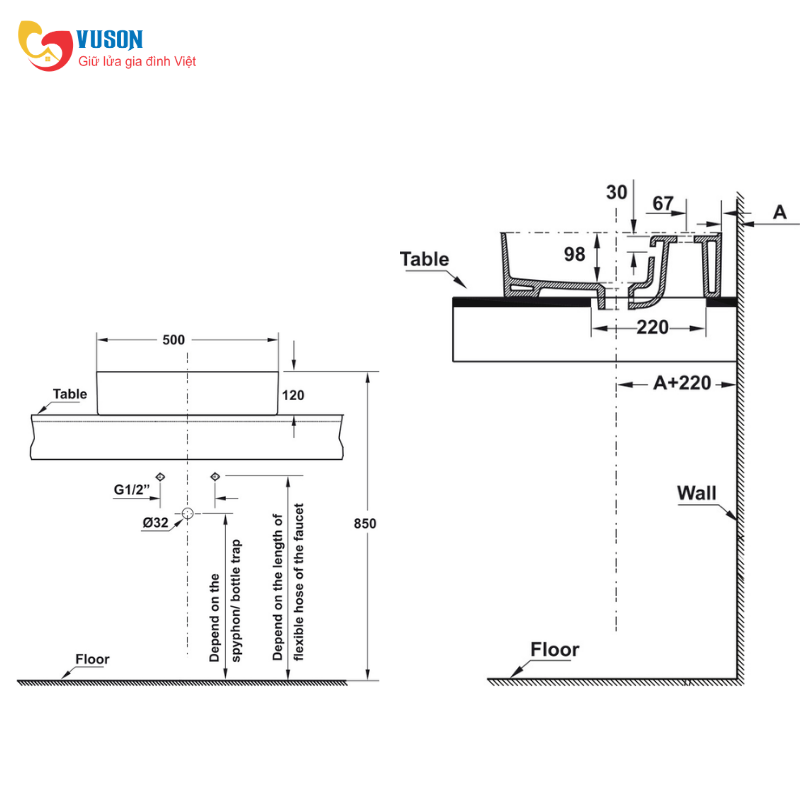 Chậu sứ đặt bàn Hafele Regal 585x390x175 - 588.79.032