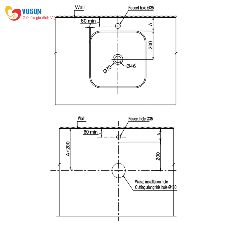 Chậu sứ đặt bàn Hafele Kobe 400x400x140 - 588.79.078
