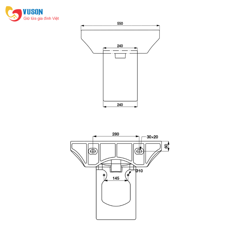 Chậu sứ treo tường chân lửng Hafele Roots - 588.79.090