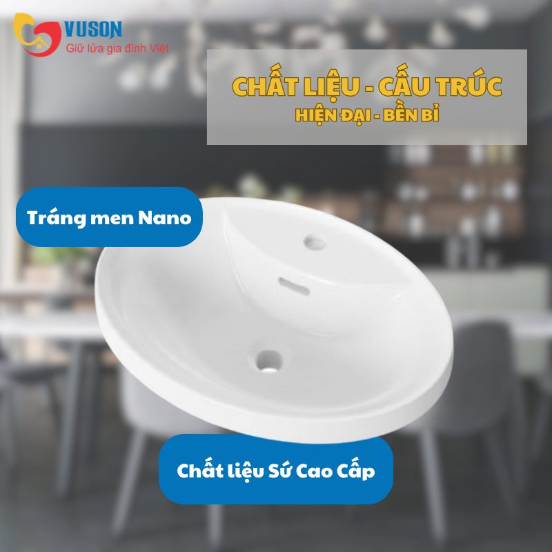 Chậu sứ vành nổi Hafele Kyoto 546x406x180 - 588.79.131