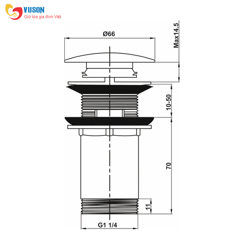 Bộ xả nhấn có lỗ thoát tràn Hafele Retro BG - 589.15.930