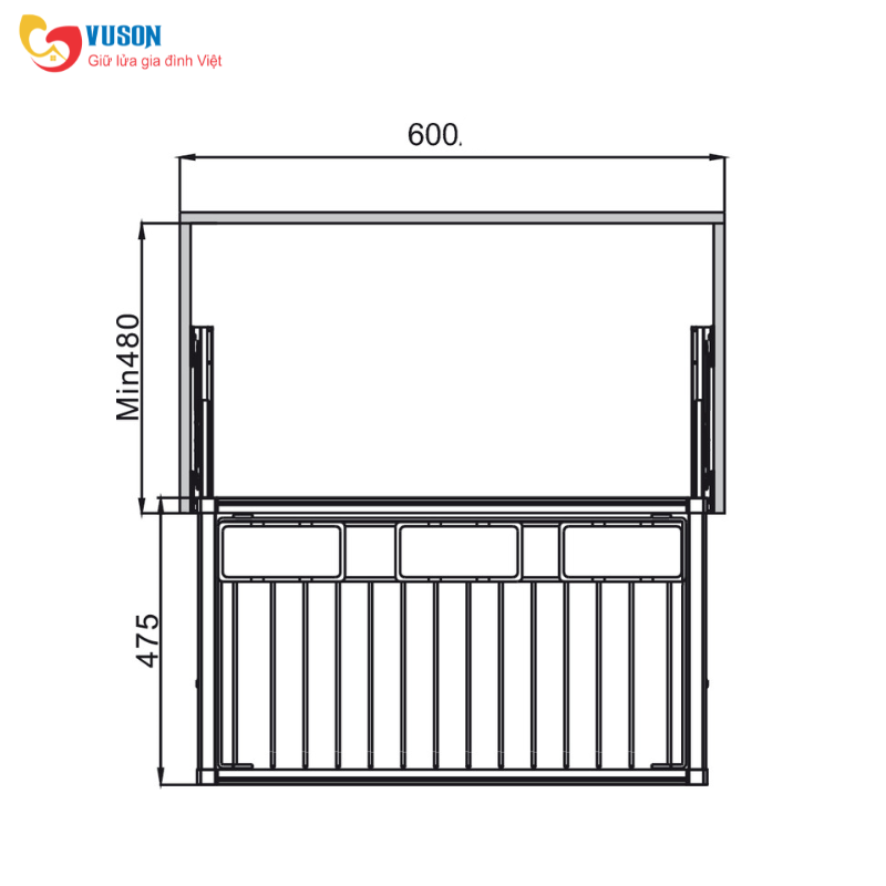 Móc Treo Quần 600mm Màu Chestnut Hafele - 807.95.111