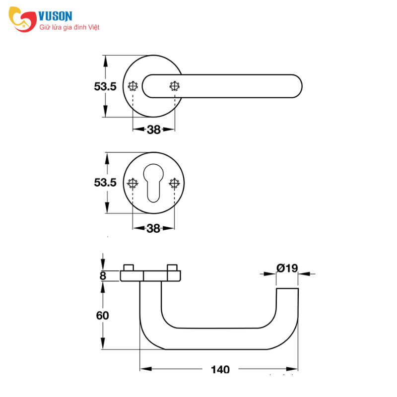 Tay nắm gạt cửa phòng có nắp che Hafele - 903.92.586