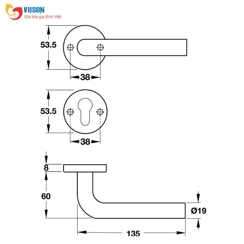 Tay Nắm Gạt Cửa Phòng Hafele 903.92.596