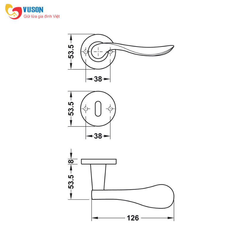 Tay nắm gạt cửa phòng có nắp che Hafele - 903.92.686