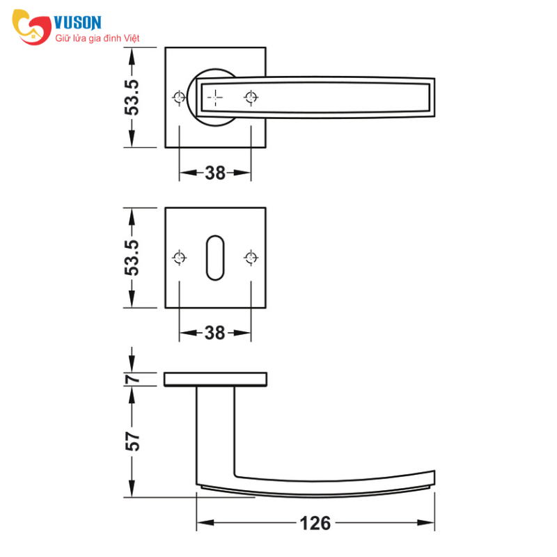 Tay nắm gạt cửa phòng Hafele - 903.92.716