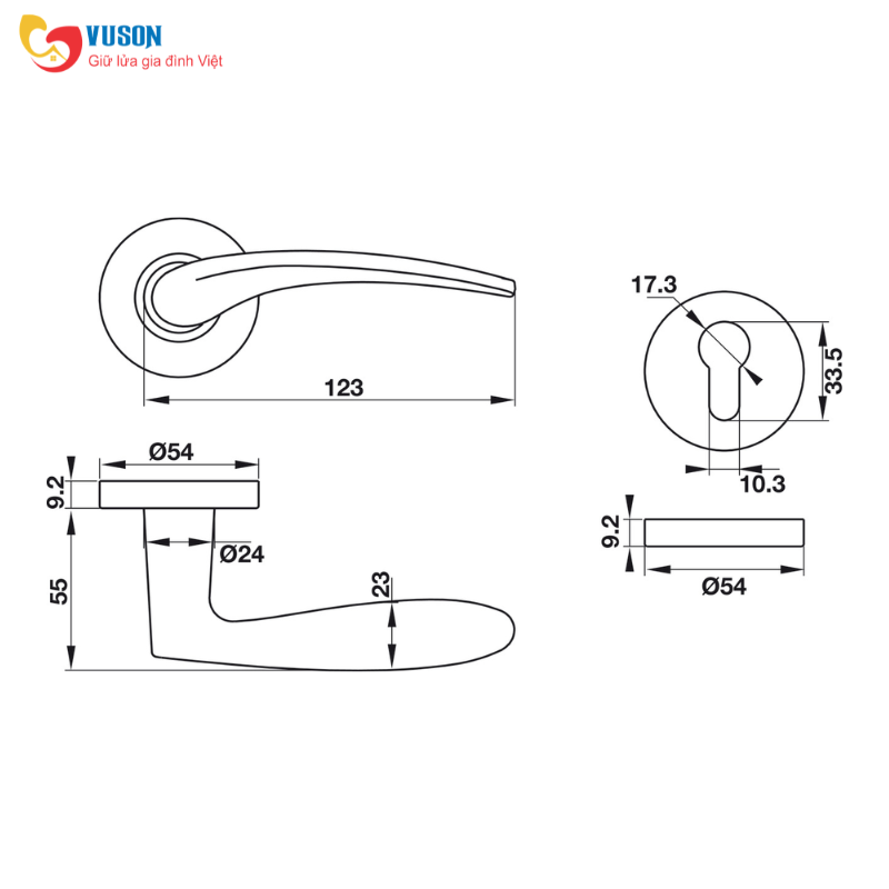 Tay nắm gạt cửa phòng có nắp che Inox mờ Hafele - 903.98.141