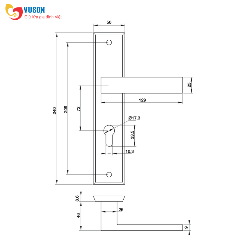 Tay Nắm Gạt Đế Dài C/C 72mm Hafele - 903.98.463
