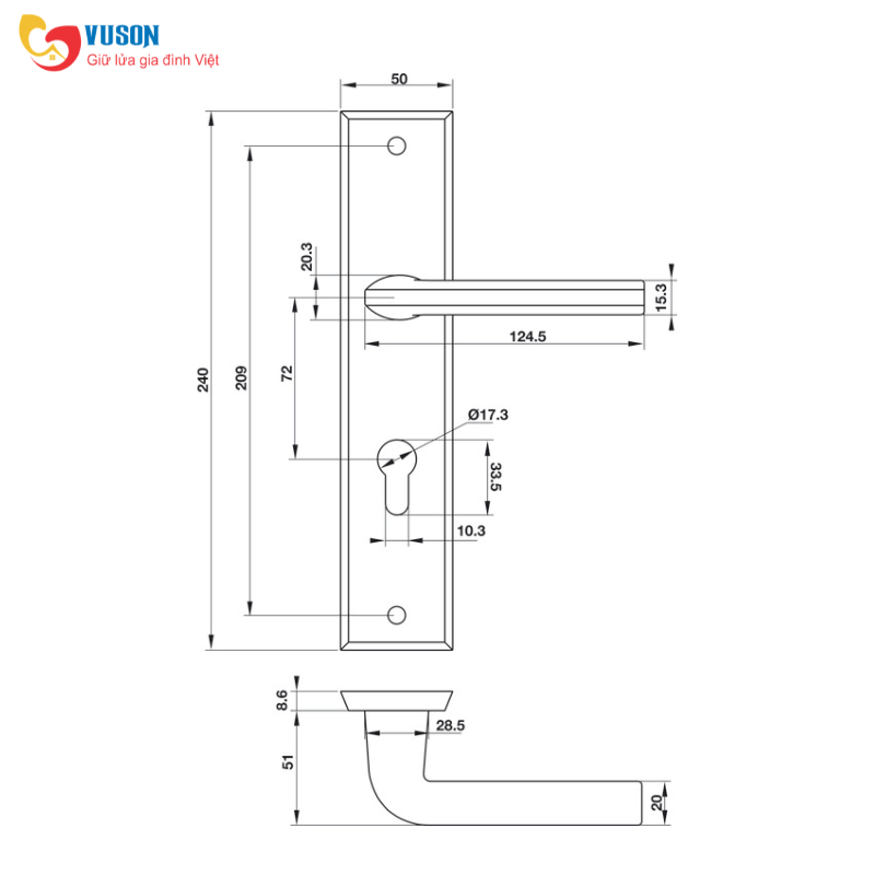 Tay Nắm Gạt Đế Dài C/C 72mm Hafele - 903.98.465