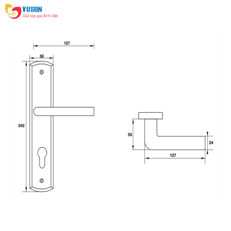 Tay Nắm Gạt Cửa Chính Đế Dài Hafele - 903.98.469