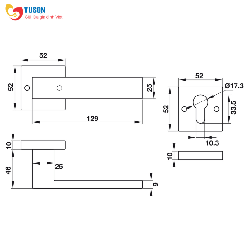 Tay nắm gạt cửa phòng có nắp che Hafele - 903.99.427