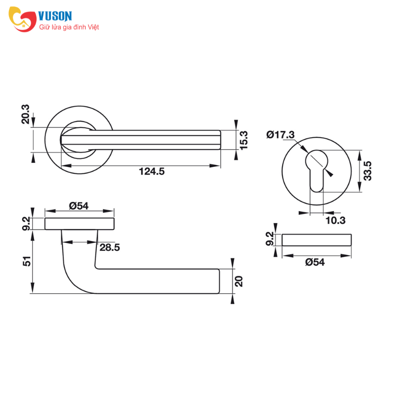 Tay Nắm Gạt Có Nắp Che Cửa Phòng Hafele 903.99.977