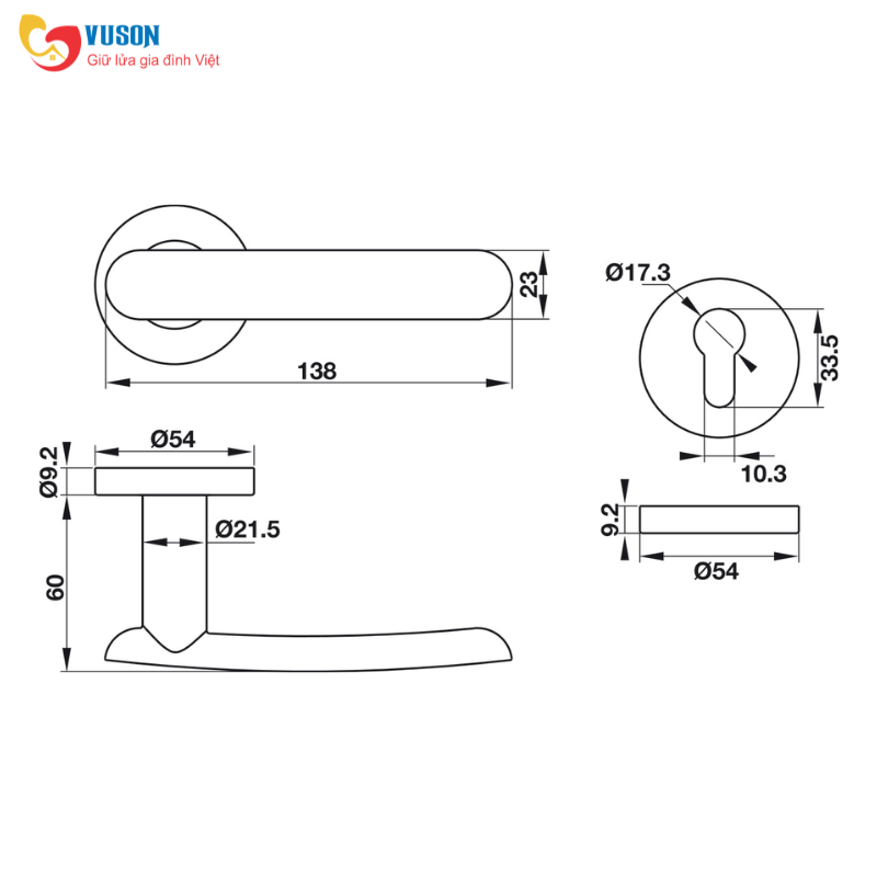 Tay nắm gạt cửa phòng vệ sinh có nắp che Hafele - 903.99.986