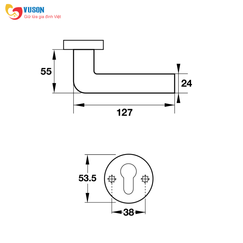 Tay Nắm Gạt Có Nắp Che Cửa Phòng Hafele 903.99.991