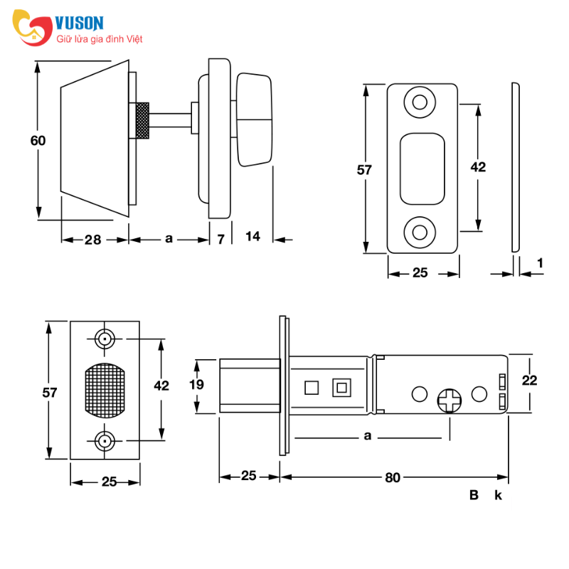 Khóa Cóc 1 Đầu Chìa 1 Đầu Vặn Loại Nhỏ Hafele - 911.22.395