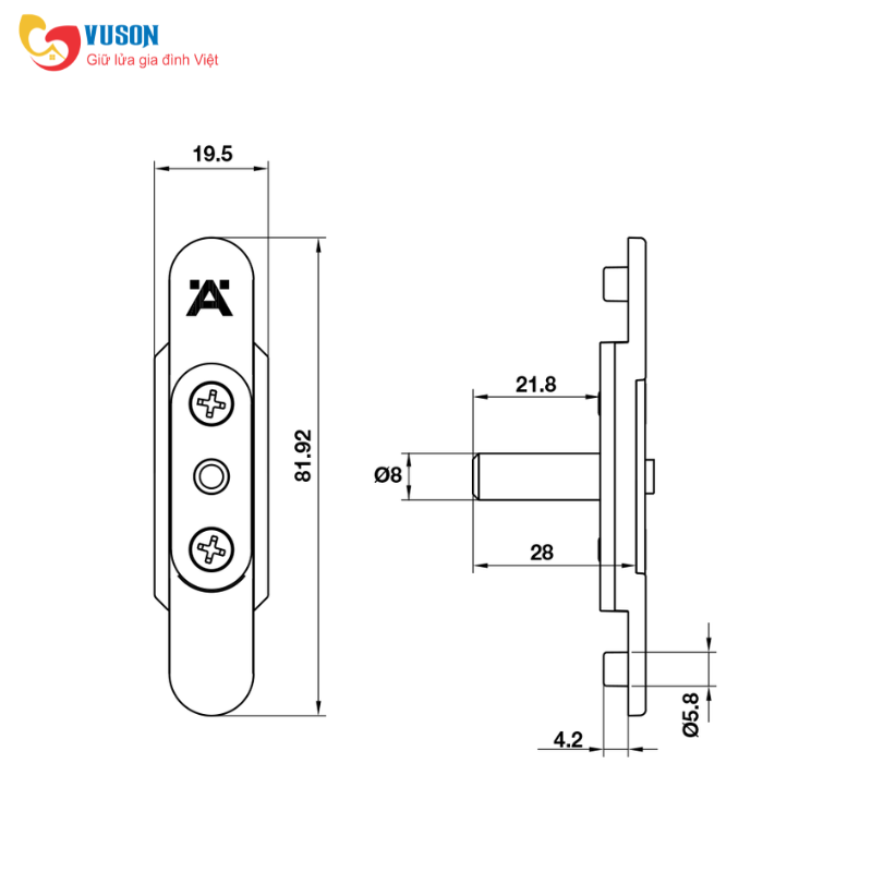Phụ kiện chữ T cửa nhôm Hafele - 911.50.918