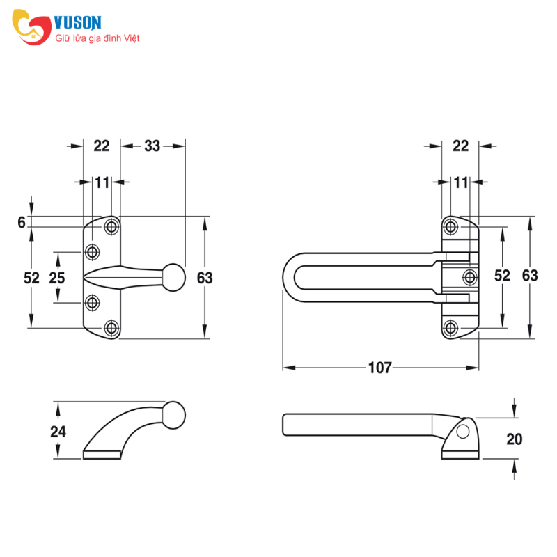 Chốt An Toàn Dạng Gài Hafele 911.59.152
