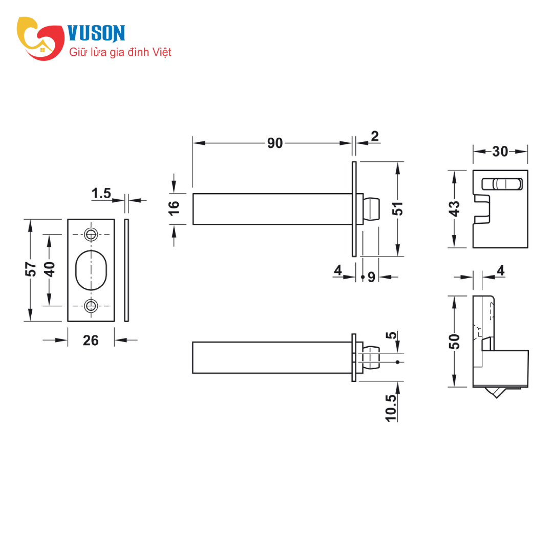 Chốt cửa an toàn dạng xích Nickel mờ Hafele - 911.59.425