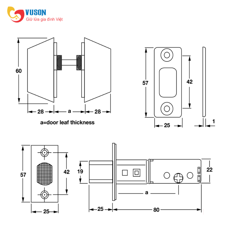 Khoá cóc 2 đầu chia loại nhỏ Hafele - 911.64.229
