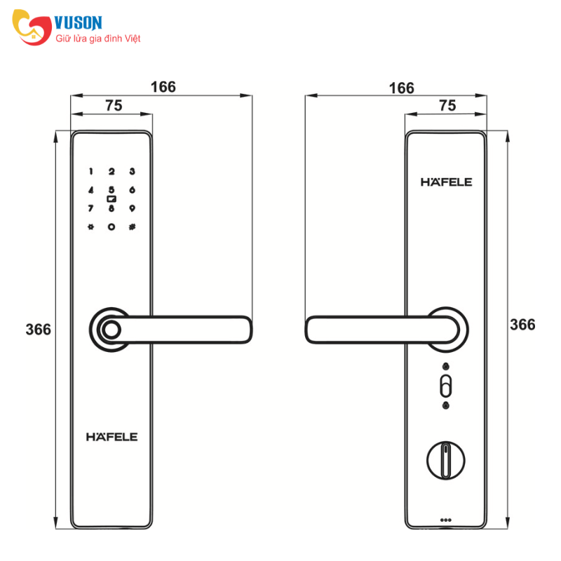 Khóa điện tử Hafele AL2402B - 912.20.692