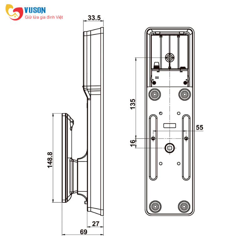 Khóa điện tử Hafele MP2503B - 912.21.046