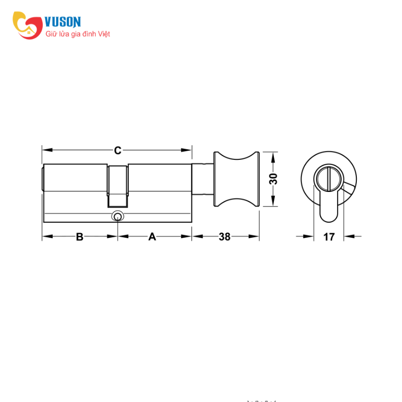 Ruột Khóa Nhà Vệ Sinh 71mm Hafele - 916.91.932