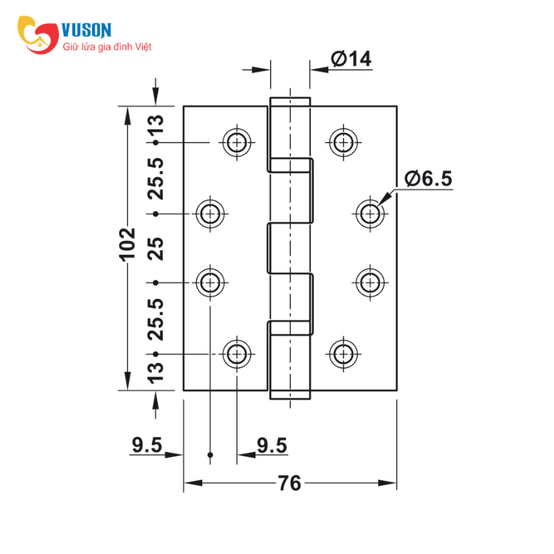 Bản Lề Lá Chống Cháy 2 Vòng Bi 120Kg Hafele - 926.98.043