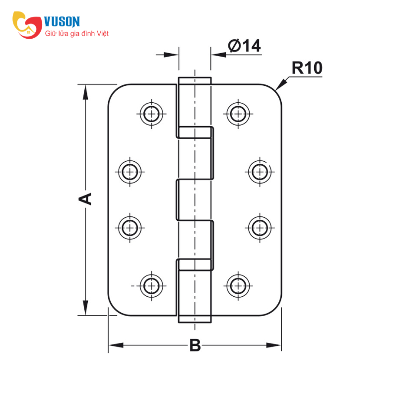 Bản Lề Lá Chống Cháy 2 Vòng Bi 120Kg Hafele - 926.98.043