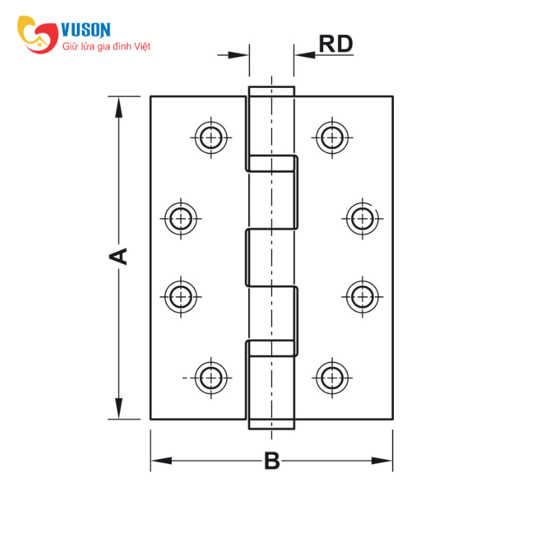 Bản Lề Lá Chống Cháy 2 Vòng Bi 120Kg Hafele - 926.98.043