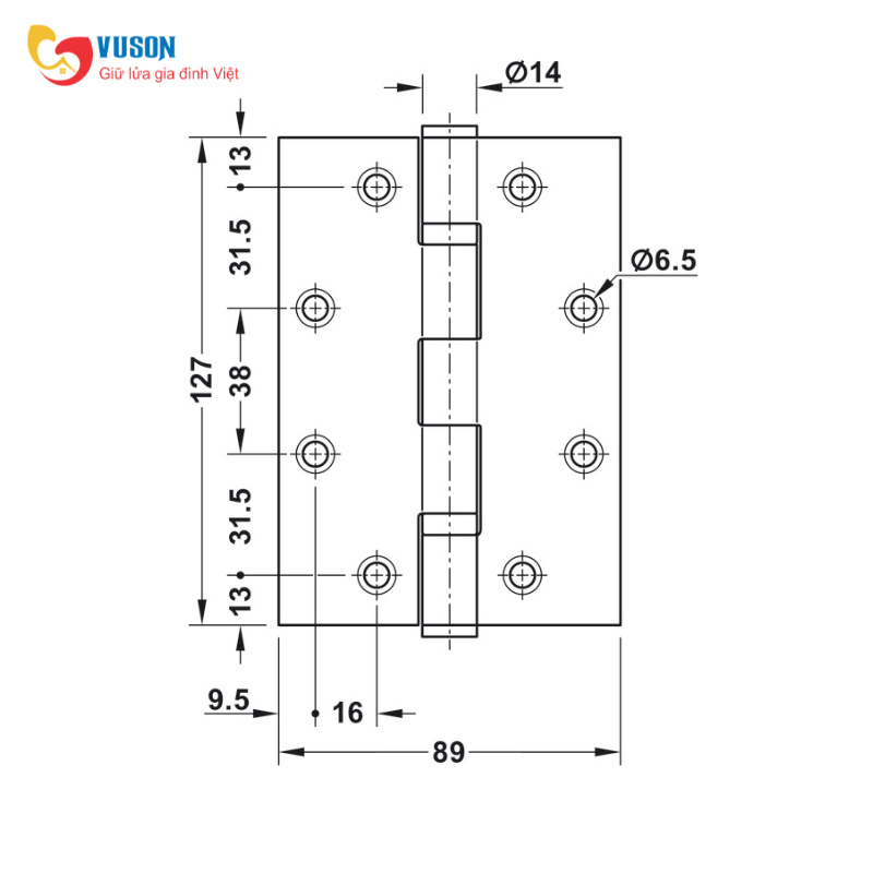 Bản Lề Lá Chống Cháy 2 Vòng Bi 120Kg Hafele - 926.98.138