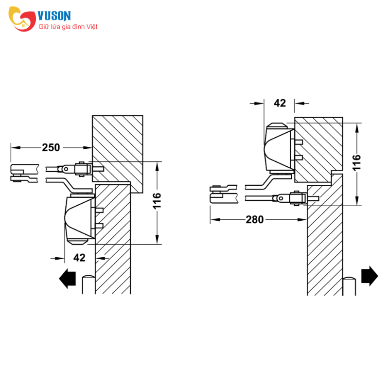 Thiết Bị Đóng Cửa Tự Động 60Kg Không Giữ Cửa Hafele - 931.84.229
