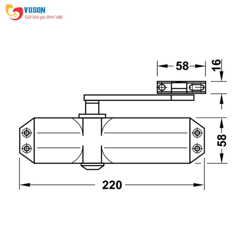 Thiết Bị Đóng Cửa Tự Động 60Kg Không Giữ Cửa Hafele - 931.84.229
