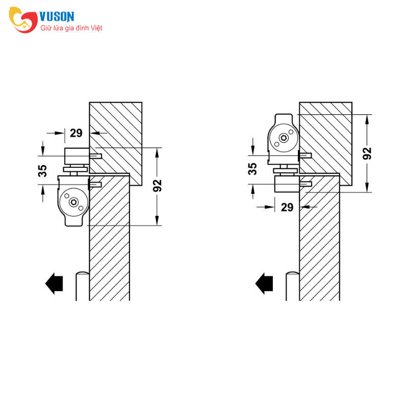 Thiết bị đóng cửa tự động 80Kg Hafele DCL83 - 931.84.289