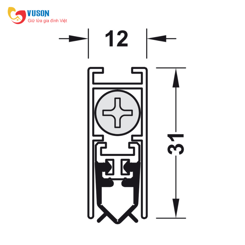 Thanh chắn bụi tự động 830mm Hafele DDS12 - 950.05.342