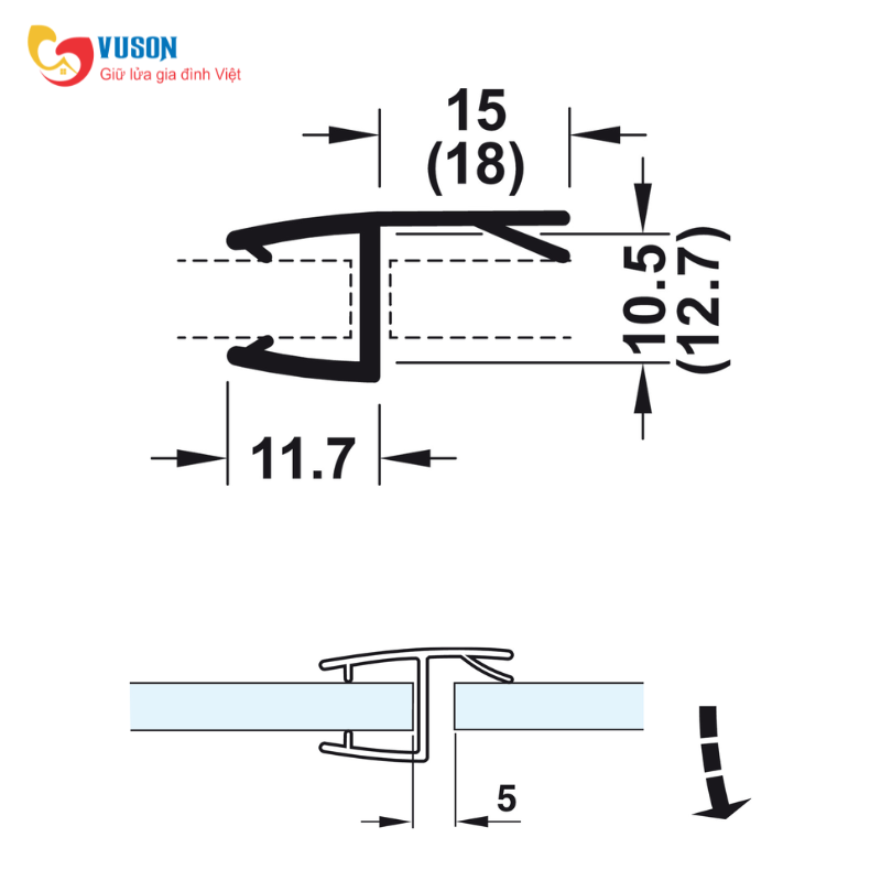 Ron Cửa Kính 8-10mm 180° Hafele - 950.50.000