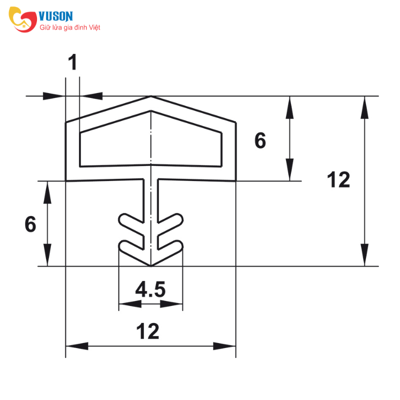 Đệm Khí Cho Cửa 12mm Hafele 950.51.201