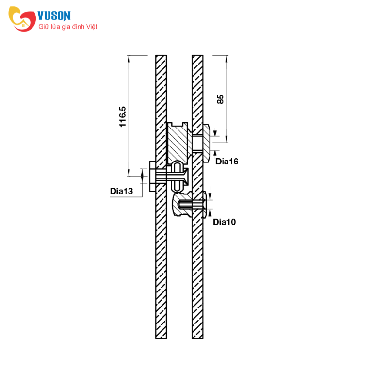 Phụ kiện cửa trượt phòng tắm kính Oval Hafele - 981.06.320