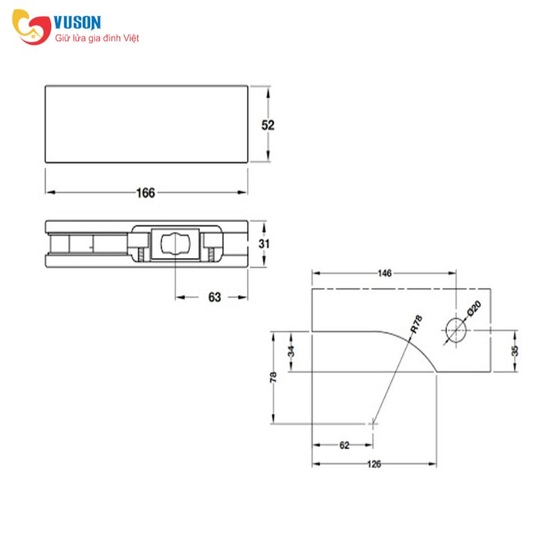 Kẹp Kính Dưới Inox Mờ Hafele 981.50.010