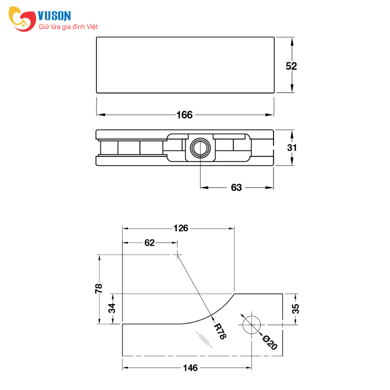 Kẹp Kính Trên Inox Mờ Hafele 981.50.020