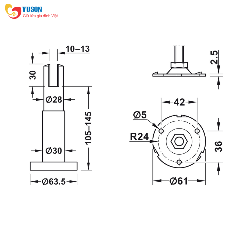 Chân đỡ vách ngăn WC Hafele - 988.98.110