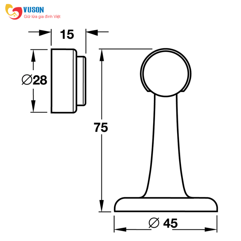 Chặn cửa nam châm màu đồng bóng Hafele - 489.70.257