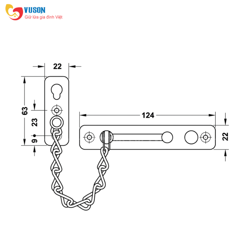 Chốt an toàn dạng dây xích Hafele - 489.71.560