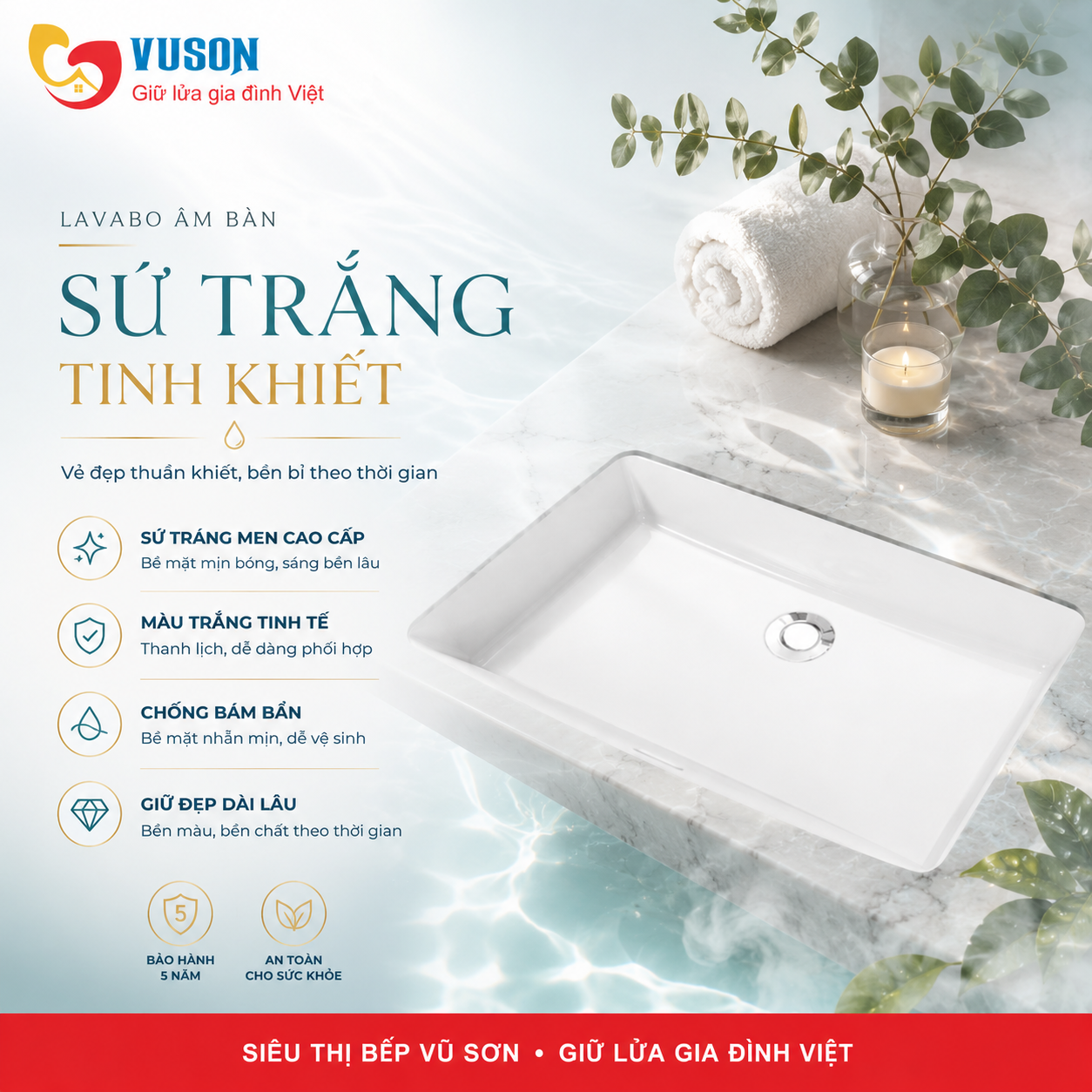 Chậu sứ âm bàn Hafele Sapporo 545x350x190 - 588.79.014