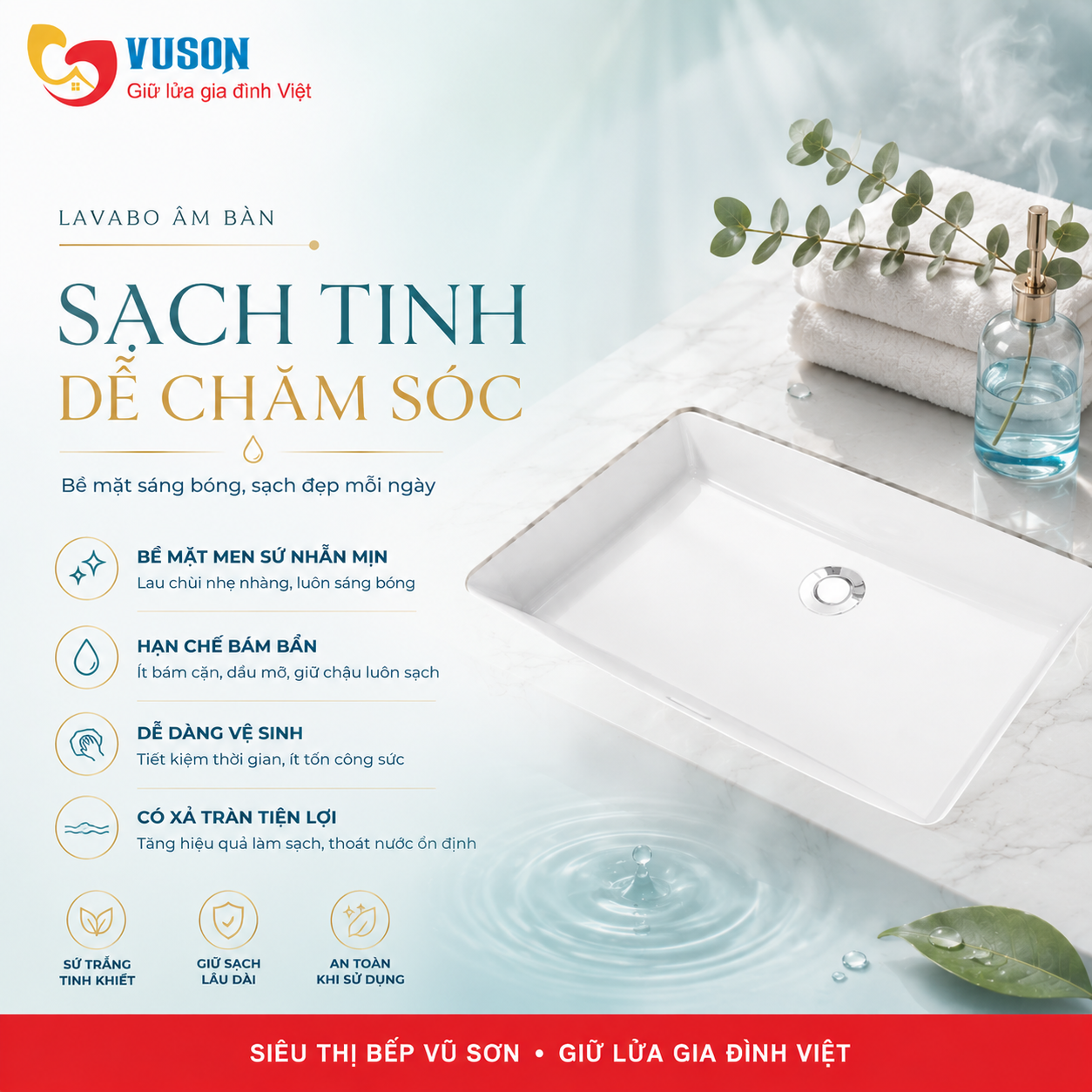 Chậu sứ âm bàn Hafele Sapporo 545x350x190 - 588.79.014