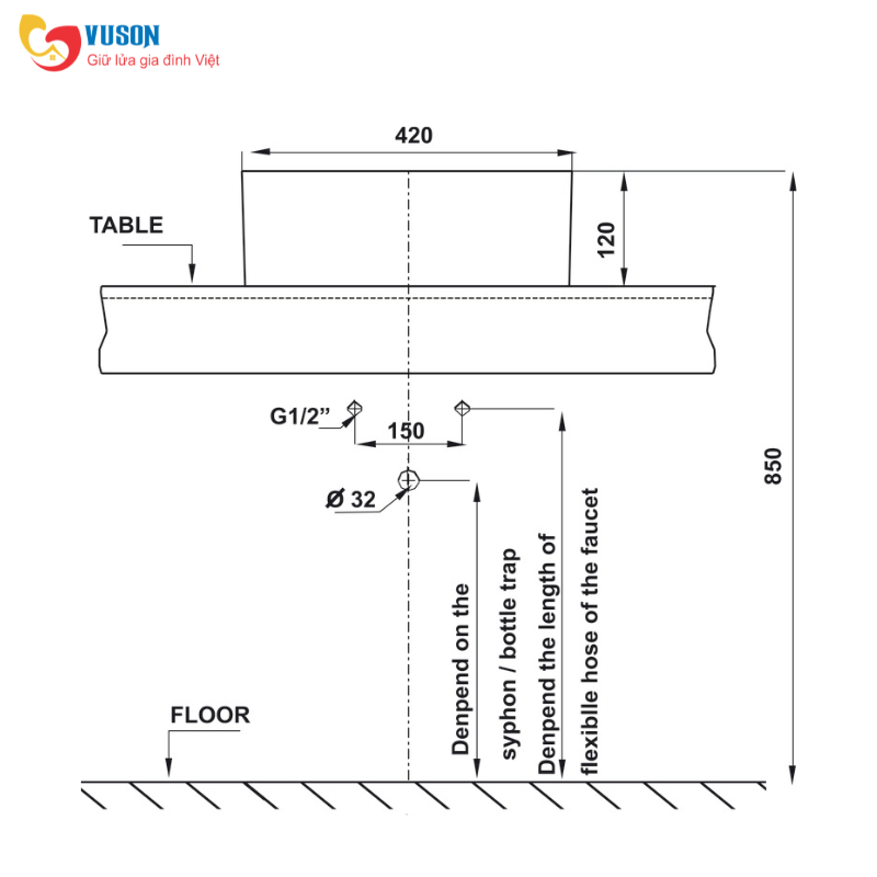 Chậu sứ đặt bàn Hafele Sapporo 420x420x145 - 588.79.031