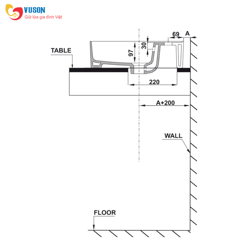 Chậu sứ đặt bàn Hafele Sapporo 420x420x145 - 588.79.031