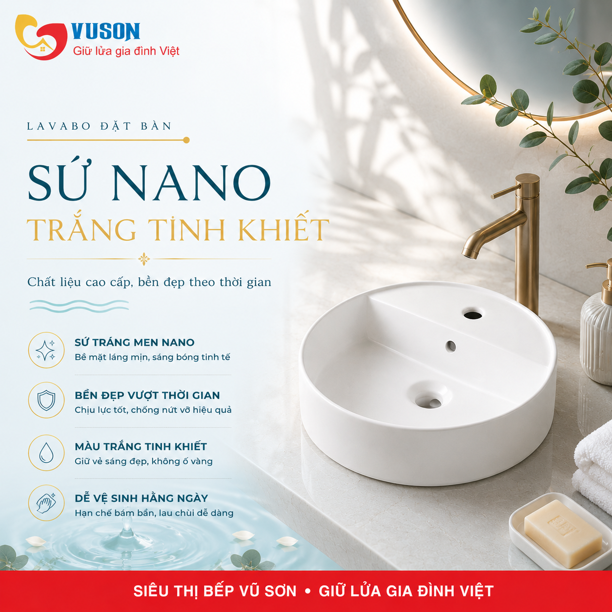 Chậu sứ đặt bàn Hafele Sapporo 420x420x145 - 588.79.031