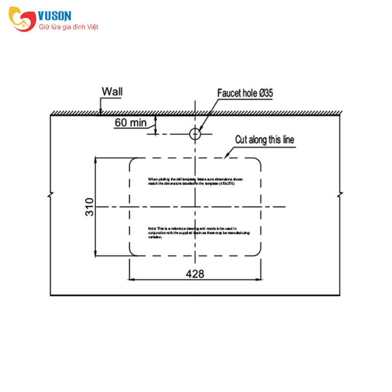 Chậu sứ âm bàn Hafele Sapporo 508x390x185 - 588.79.120
