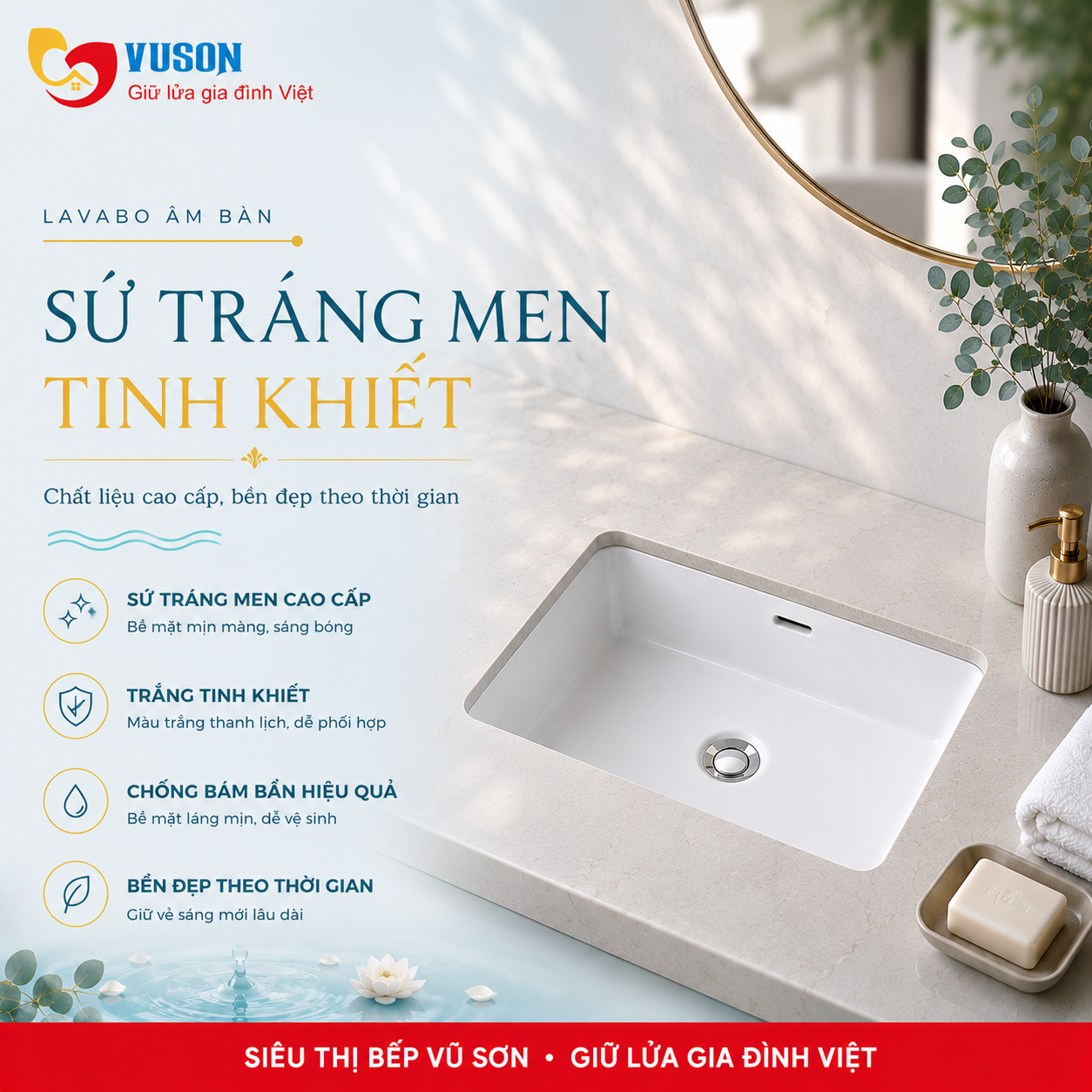 Chậu sứ âm bàn Hafele Sapporo 508x390x185 - 588.79.120